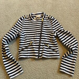 Kate Spade Black and White Striped Kids Blazer Full Zip Jacket